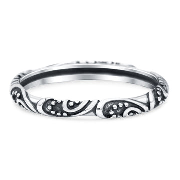 Bali Oxidized Band Solid 925 Sterling Silver Thumb Ring (2.5mm)